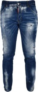 Dsquared2 Men& Luxury Jeans Skater Jeans blue washed and ripped Blauw Heren