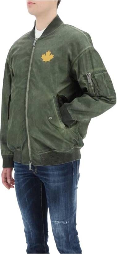 Dsquared2 Bomberjack met opvallende sloganprint Green