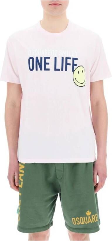 Dsquared2 One Life One Planet Smiley T-Shirt White Heren
