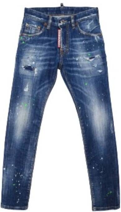 Dsquared2 Slim-Cut Distressed Blauwe Jeans Blauw Heren