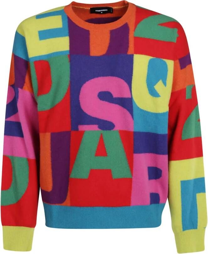 Dsquared2 Multicolor Alphabet Sweater Rood Heren