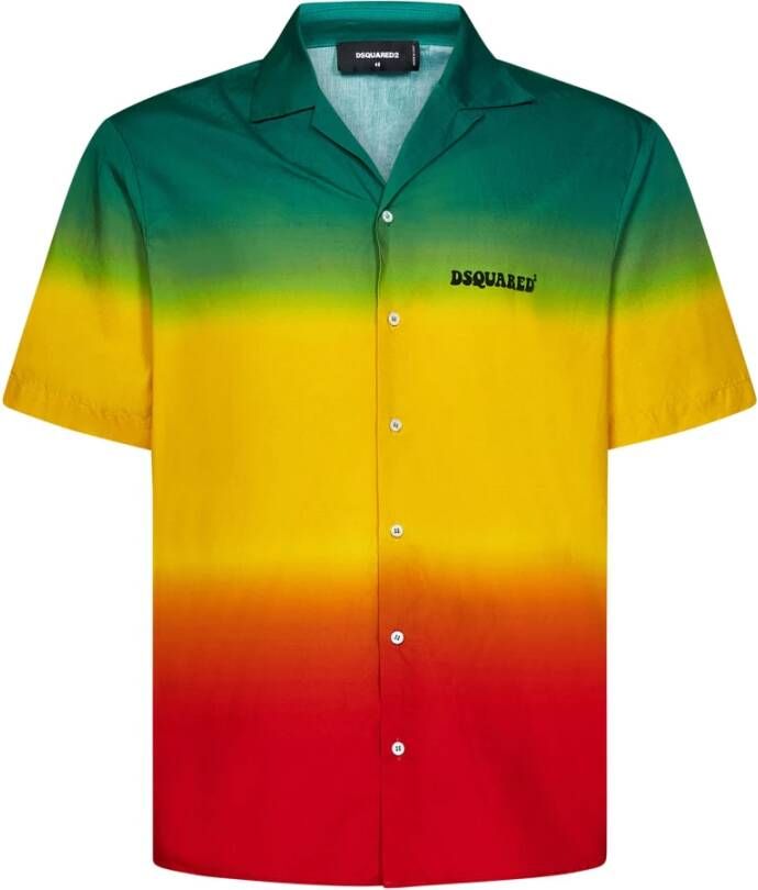 Dsquared2 Multicolor Gradient Katoenen Poplin Bowling Shirt Meerkleurig Heren