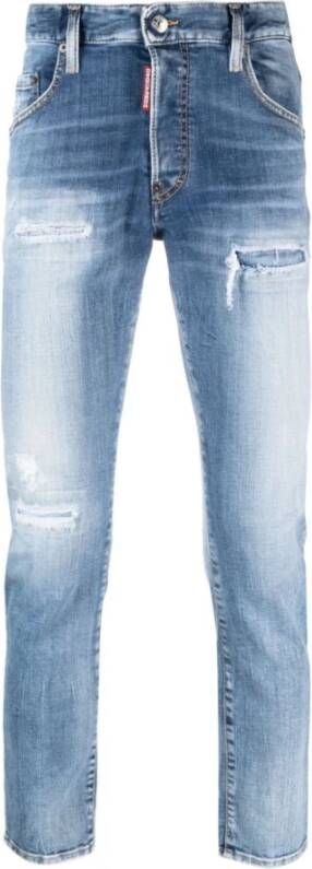Dsquared2 Blauwe Skinny Jeans met Logo-Patch Blue Heren