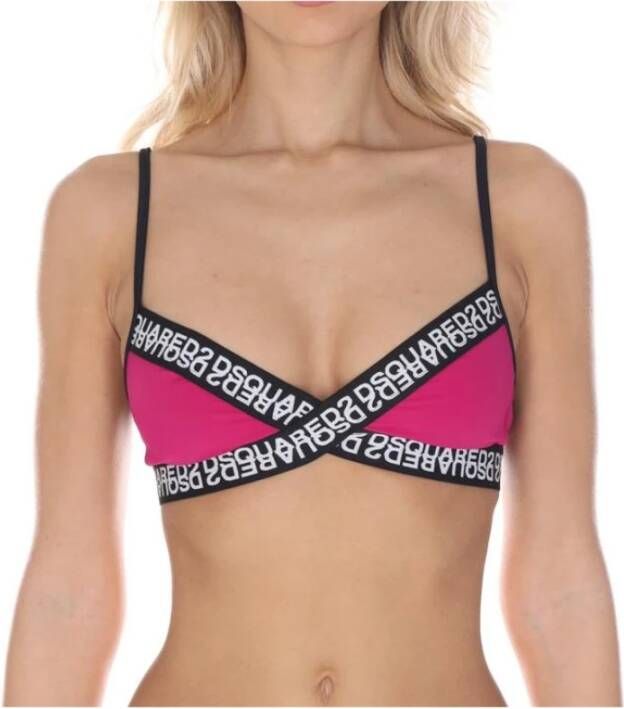 Dsquared2 Omkeerbare Bikini Top met Gedurfd Tekstprint Roze Dames