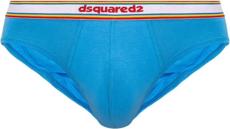 Dsquared2 Blauwe Logo Strepen Katoenen Stretch Heren Slip Ondergoed Blue Heren