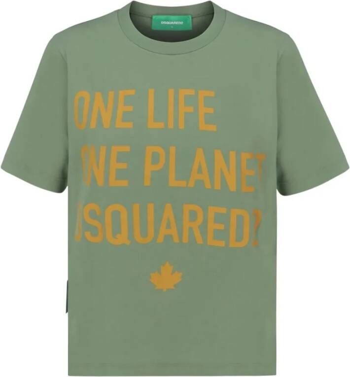 Dsquared2 One Life One Planet Bedrukt T-Shirt Green Dames