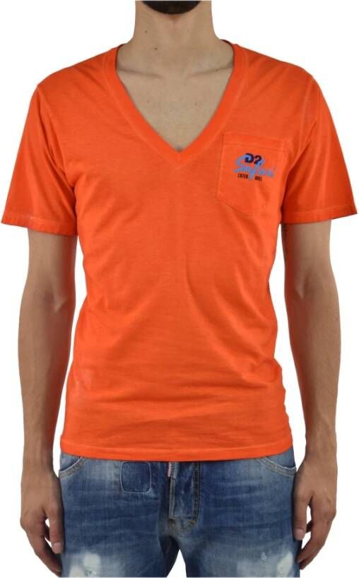 Dsquared2 Oranje Heren Grafisch Print T-Shirt Mod.S71GD0123S21600186 Oranje Heren