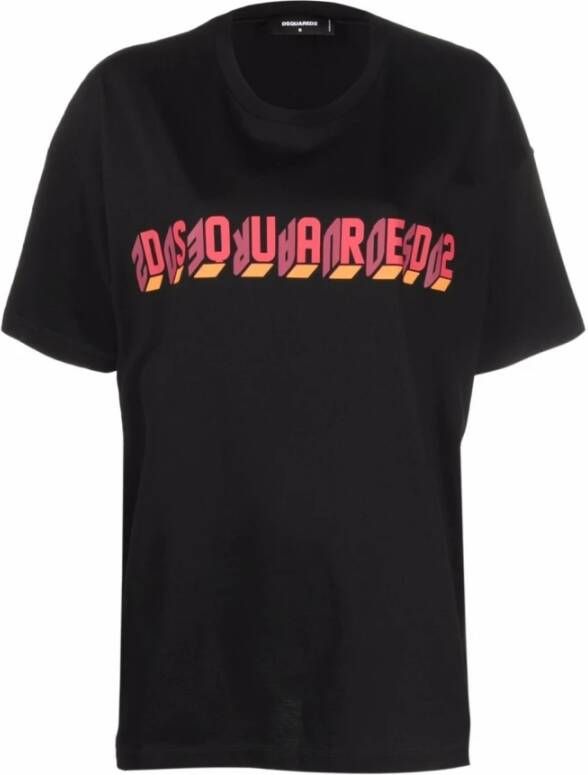 Dsquared2 Oversize Mirror Logo T-Shirt Black Dames
