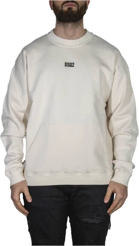Dsquared2 Oversized Beige Sweater met Dsq2 Logo Beige Heren