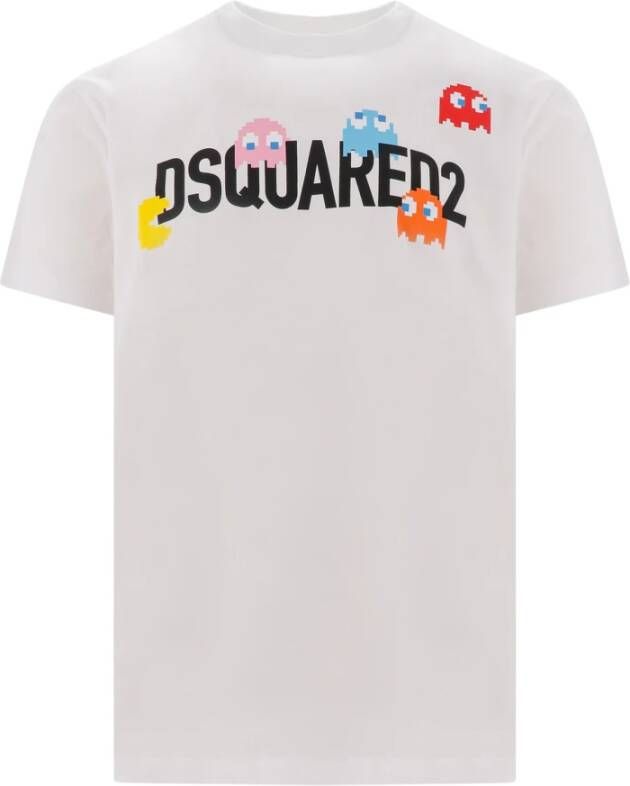 Dsquared2 Pac-Man Print Katoenen T-Shirt Wit Heren