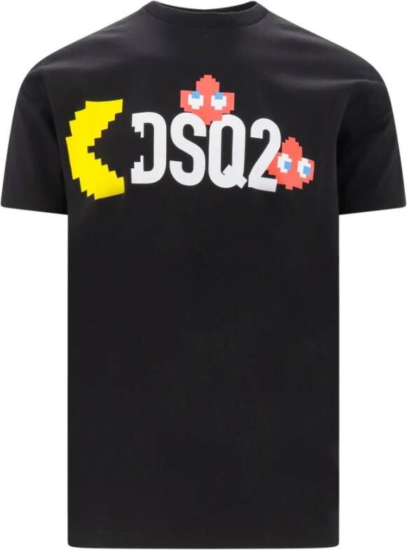 Dsquared2 Pac-Man Print Katoenen T-Shirt Zwart Heren