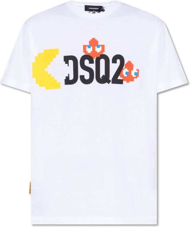 Dsquared2 Heren Grafische Print Katoenen T-Shirt White Heren