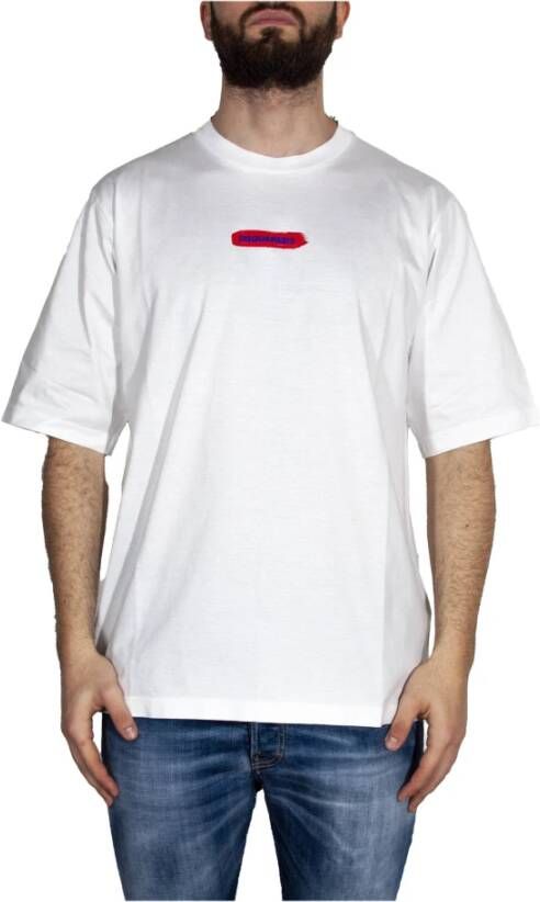 Dsquared2 Paint Stripe T-Shirt White Wit Heren
