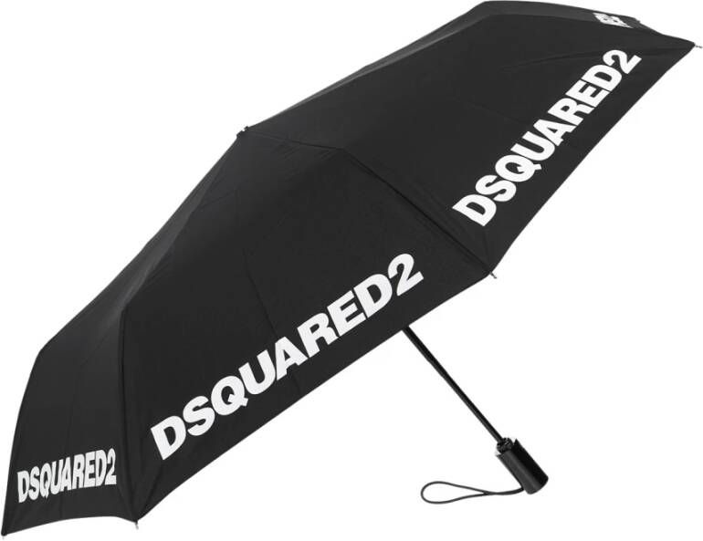 Dsquared2 Effen Logo Paraplu met Kliksluiting Black Heren