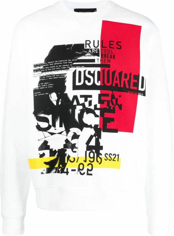 Dsquared2 Patterned Sweatshirt Wit Heren