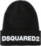 Dsquared2 Zwarte Logo Wol Hoed met Opgeklapte Klep Black Heren - Thumbnail 1