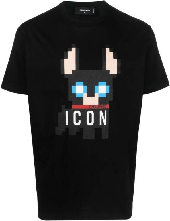 Dsquared2 Pixel Icon Hond T-Shirt Zwart Heren