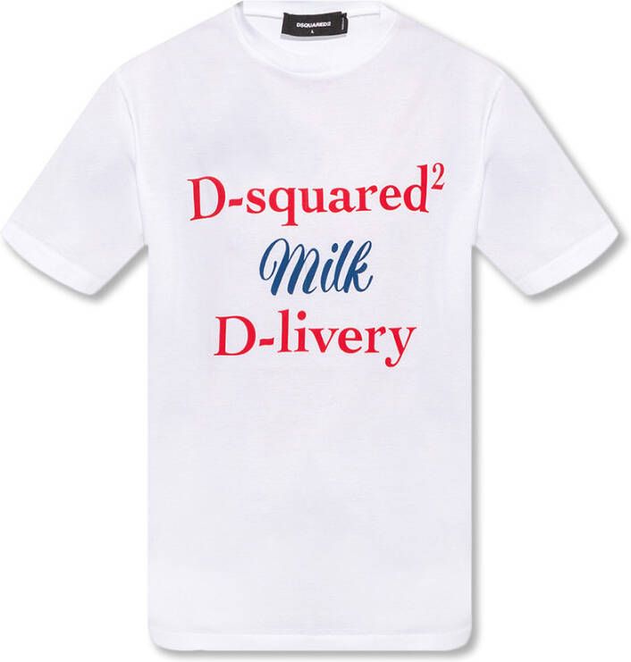 Dsquared2 Heren Slip-On T-Shirt met Bedrukte Tekst White Heren