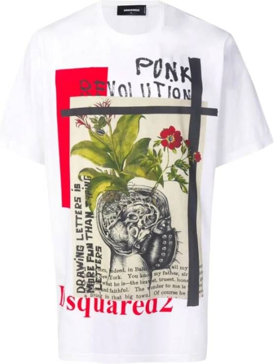 Dsquared2 Punk Revolution Print T-Shirt White Heren