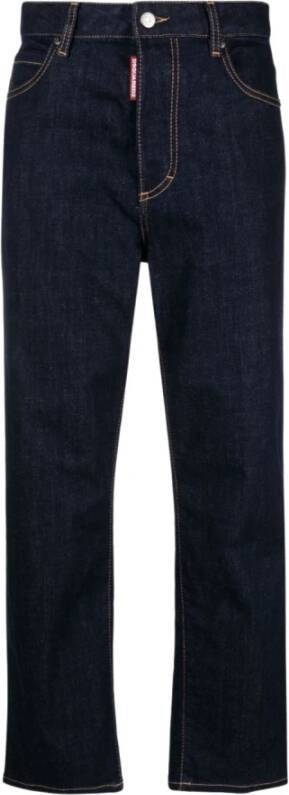 Dsquared2 Rechte Jeans met Logo Patch Blauw Dames