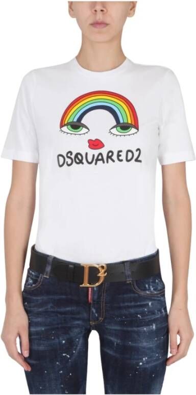 Dsquared2 Regenboog Renny T-Shirt Wit Dames