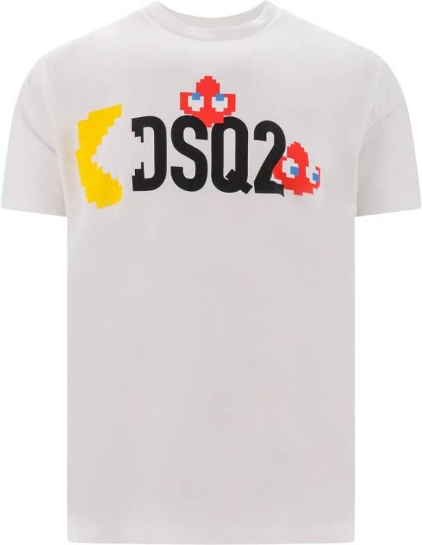 Dsquared2 Retro Pac-Man Print Katoenen T-Shirt Wit Heren