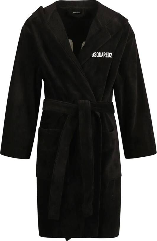 Dsquared2 Luxe Terry-Cloth Hooded Katoenen Badjas Black Heren
