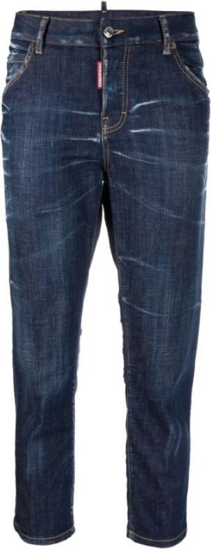 Dsquared2 Rockstar Low-Rise Cropped Jeans Blauw Dames