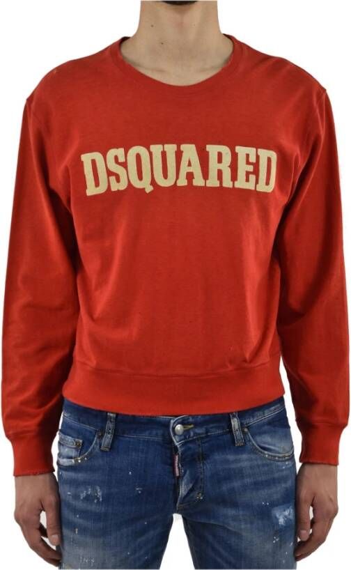 Dsquared2 Rode Katoenen Logo Sweatshirt Mod.S74GC0635S21713307 Rood Heren