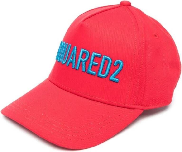 Dsquared2 Rode Katoenen Pet met Gebogen Klep Rood Unisex