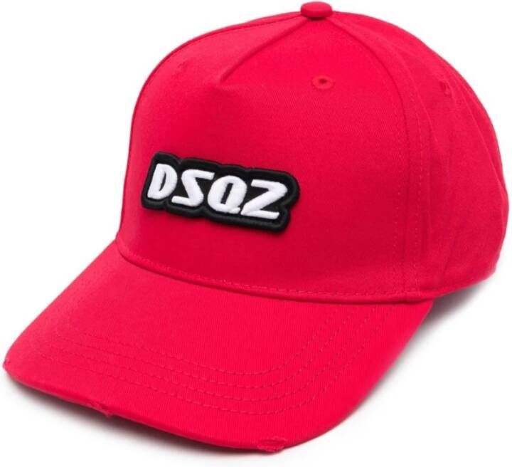 Dsquared2 Rode Logo Baseball Cap 100% Katoen Rood Heren