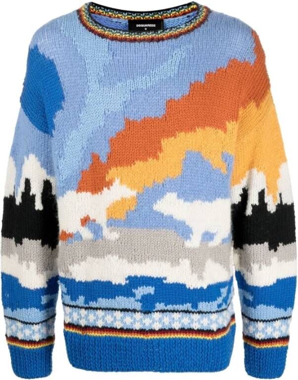 Dsquared2 Ronde hals gekweek Blauw Heren