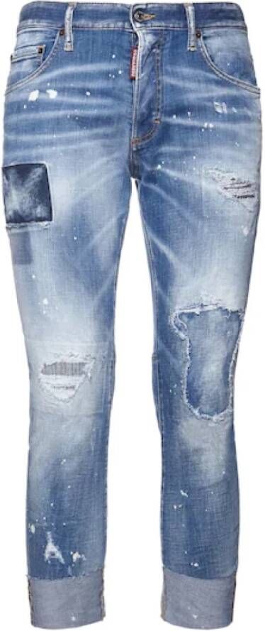 Dsquared2 Logo Print Casual Broek Lichtblauw Blue Heren
