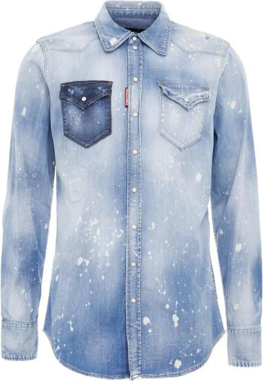 Dsquared2 Denim Overhemd Blue Heren