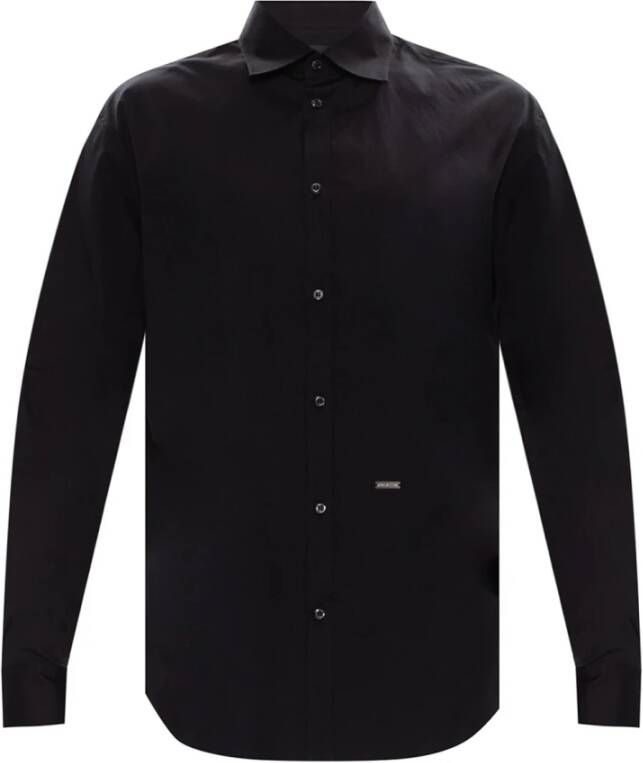Dsquared2 Klassieke Kraag Poplin Overhemd in Zwart Black Heren