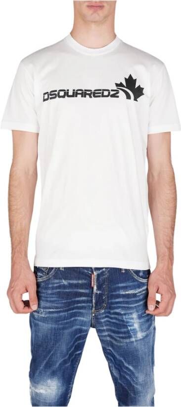 Dsquared2 White Maple t-shirt by ; minimal design ideal for an everyday minimal look Wit Heren