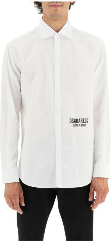 Dsquared2 Witte Katoenen Elastan Overhemden White Heren