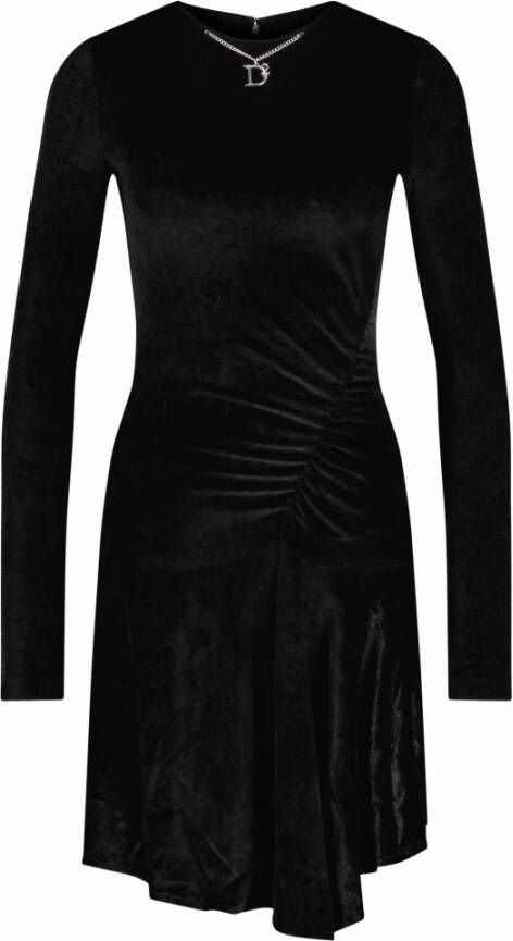 Dsquared2 Fluwelen jurk met kettingdetail Black Dames