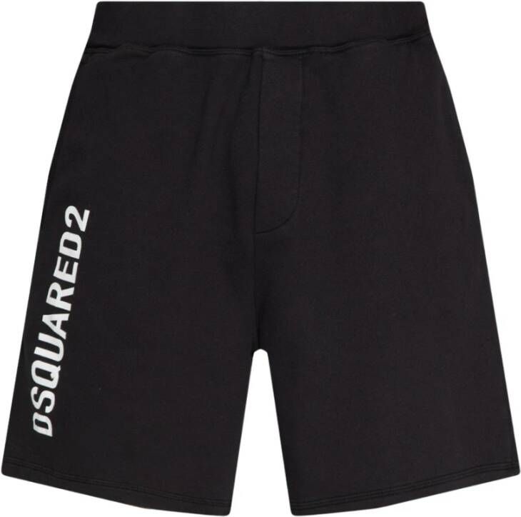 Dsquared2 Bermuda Shorts met Logo Print Black Heren