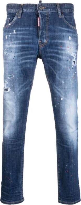 Dsquared2 Skater Fit Jeans Italiaans Gemaakt Slim-Fit Denim Blauw Heren