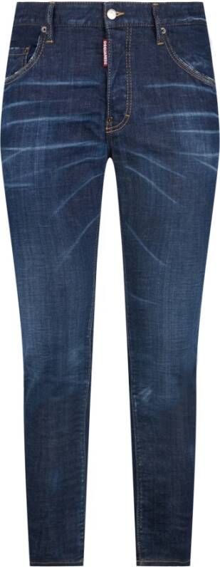 Dsquared2 Slim-Fit Italiaanse Jeans met Logo Details Blauw Heren