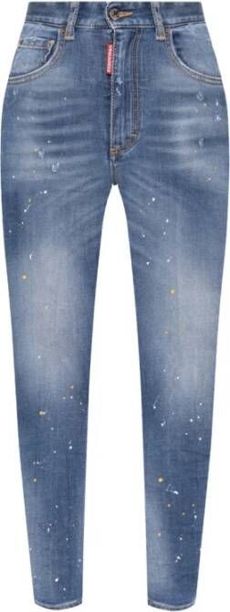 Dsquared2 Navy Blauwe Cropped Jeans Blauw Dames