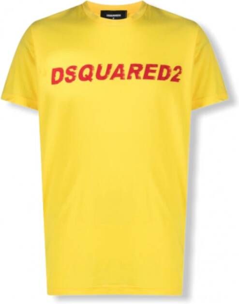 Dsquared2 T-shirt with Logo Geel Heren