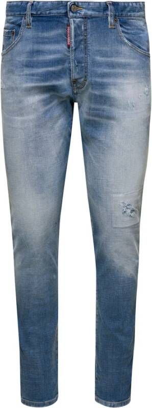 Dsquared2 Slim-Fit Blauwe en Groene Jeans Blauw Heren