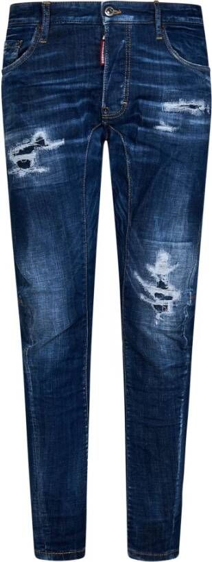 Dsquared2 Slim-Fit Blauwe Jeans met Versleten Details Blauw Heren