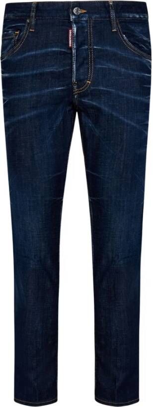 Dsquared2 Slim-Fit Blauwe Jeans met Verweerde Details Blauw Heren