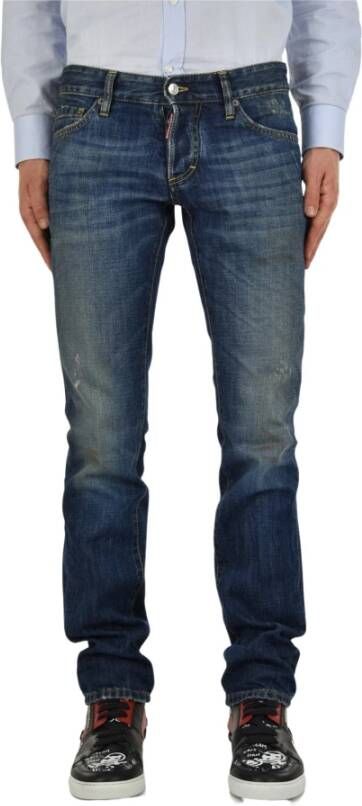 Dsquared2 Slim-fit Blauwe Katoenen Jeans met Vintage Scheuren Blauw Heren