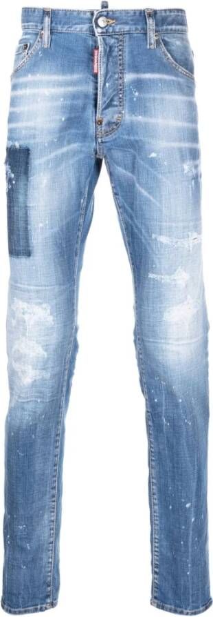 Dsquared2 Trendy Slim-Fit Denim Jeans met Distressed Effect Blauw Heren