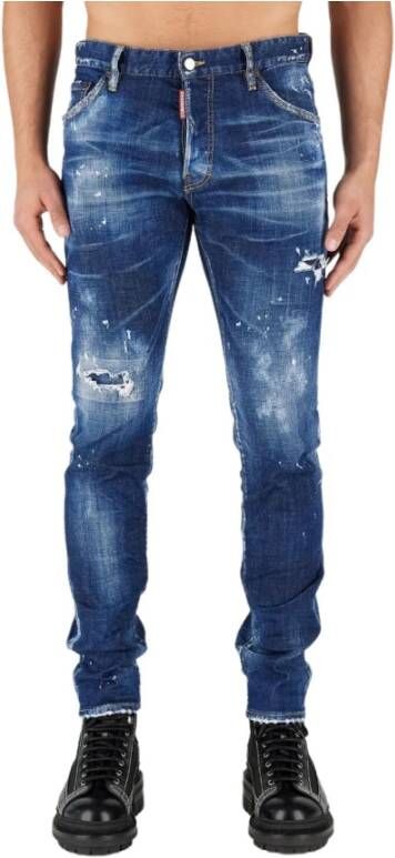 Dsquared2 Slim-Fit Distressed Jeans Blauw Heren