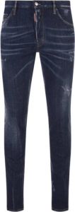 Dsquared2 Slim Fit Donkerblauwe Jeans met Vernietigde Details Blauw Heren